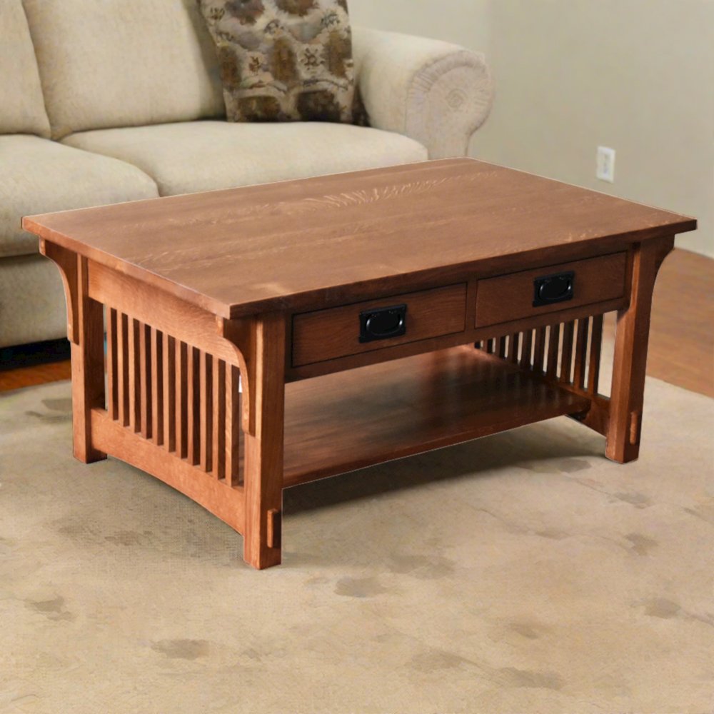 Mission Crofter 4 Drawer Coffee Table with Spindles - 40" - Michael's Cherry. Picture 3