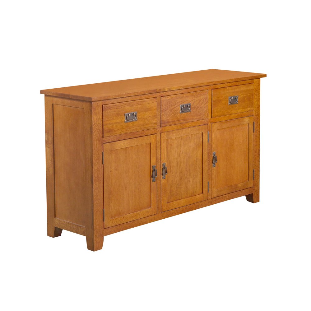 Mission Solid Oak 3 Drawer 3 Door Sideboard - Michael's Cherry. Picture 1