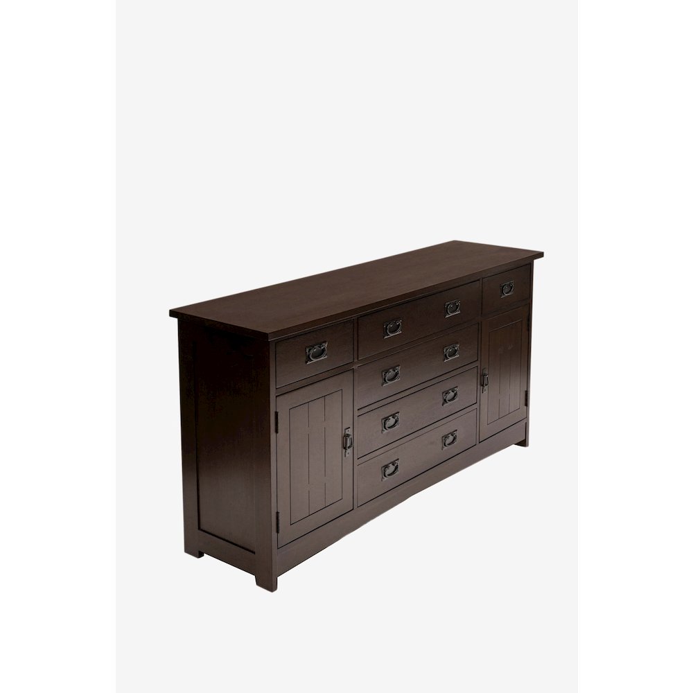 Mission Oak 6-Drawer 62" Sideboard - Walnut. Picture 1