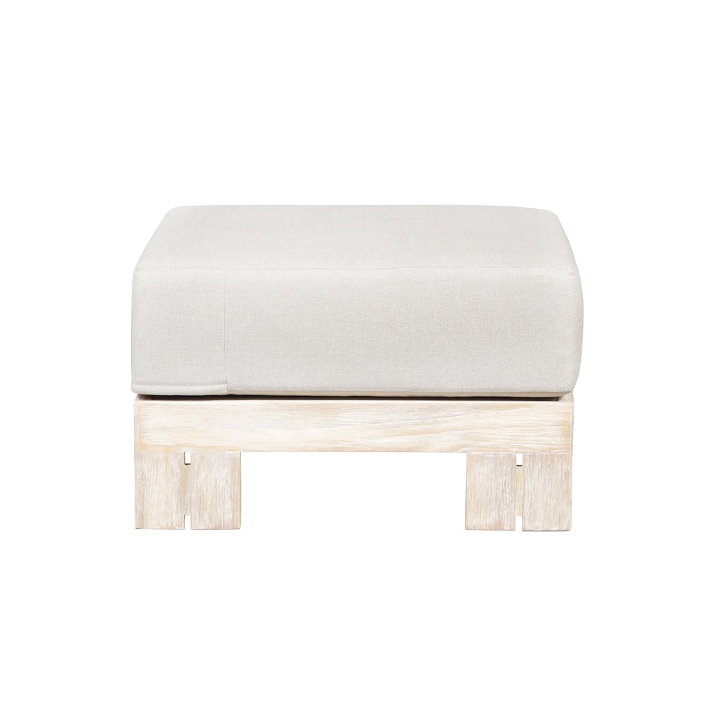 Paradiso Outdoor Teak Natural Look Ottoman - Gray Fabric. Picture 1