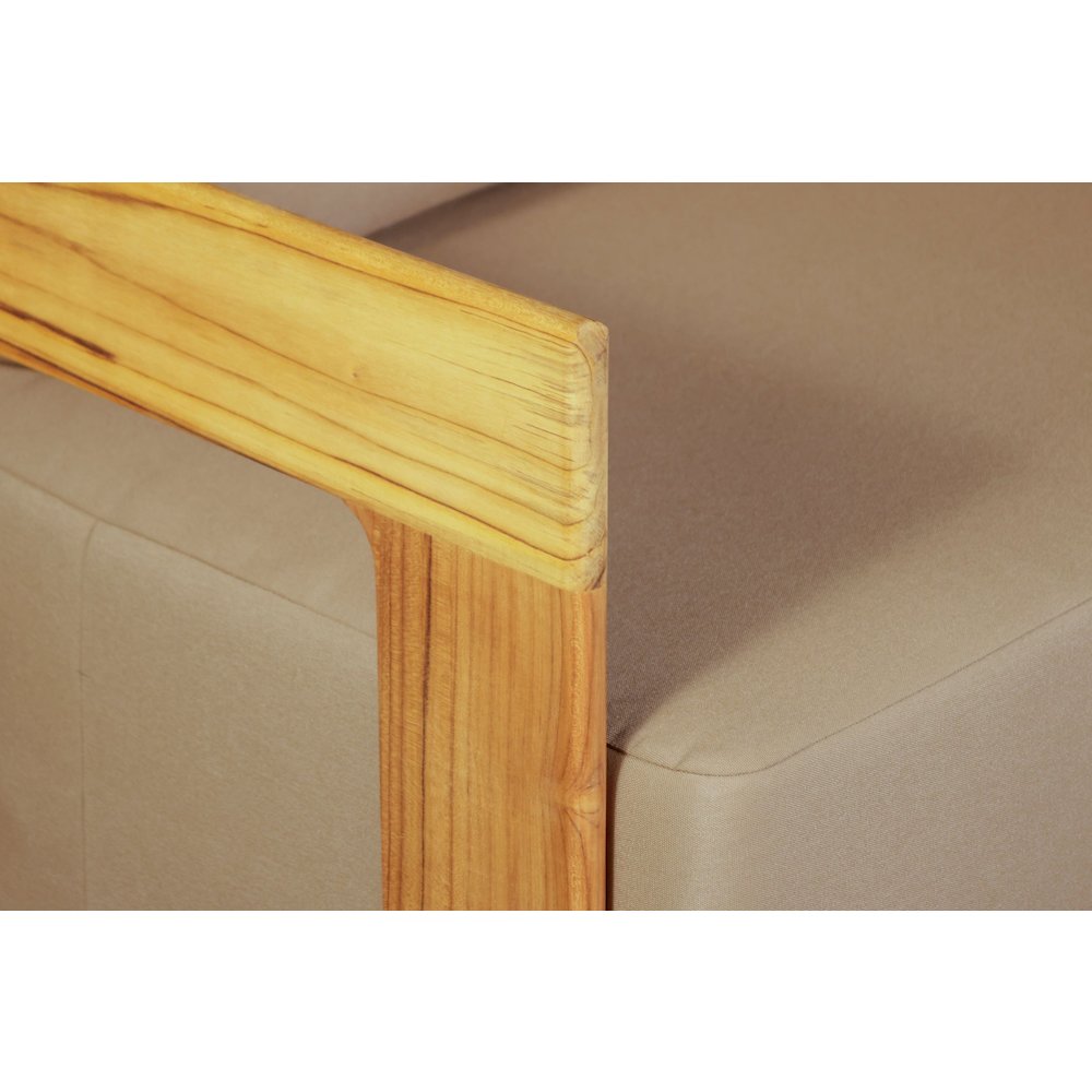 Eclipse Outdoor Solid Teak Wood  Chair - Light Brown Fabric. Picture 5