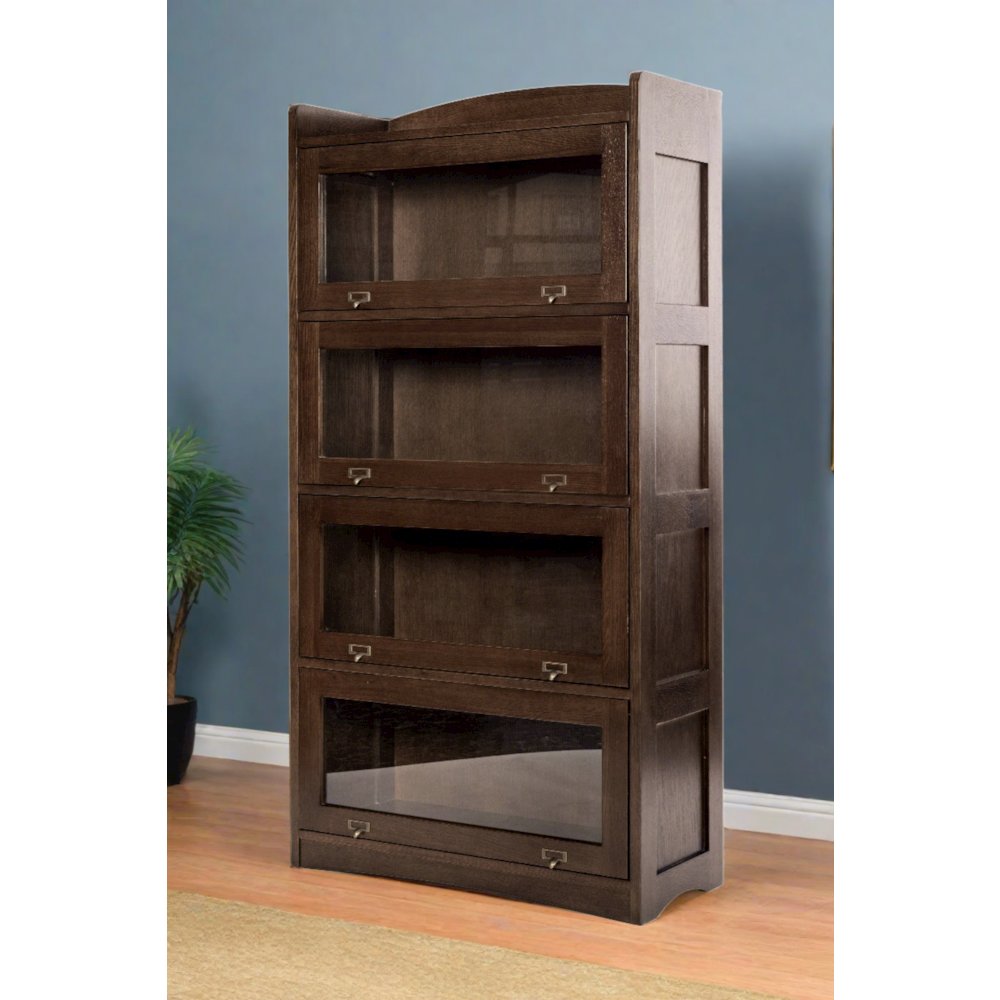 Mission Quarter Sawn Oak 4 Stack Barrister Bookcase - Walnut. Picture 4
