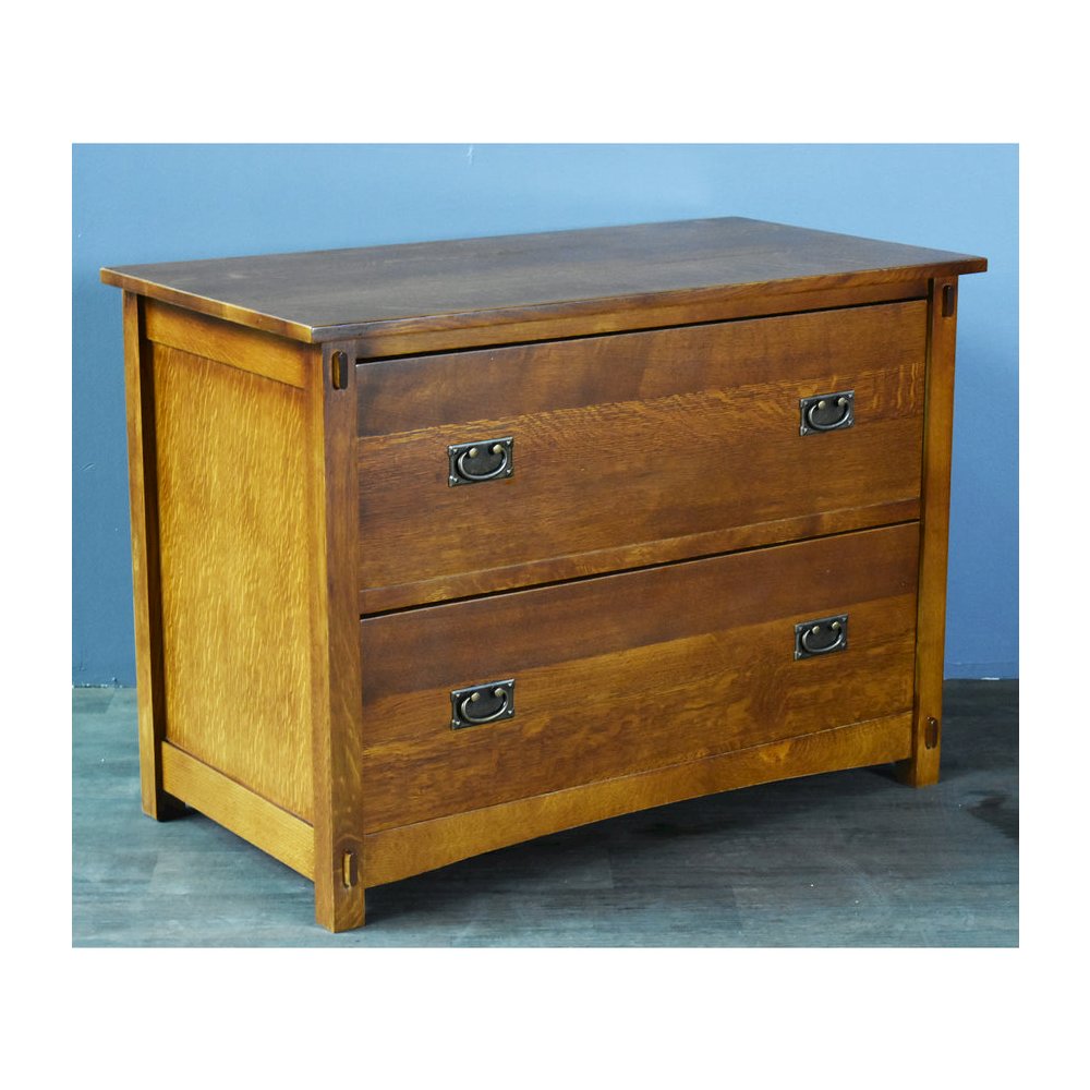 Mission Oak 2 Drawer Lateral File Cabinet - Michael's Cherry. Picture 2