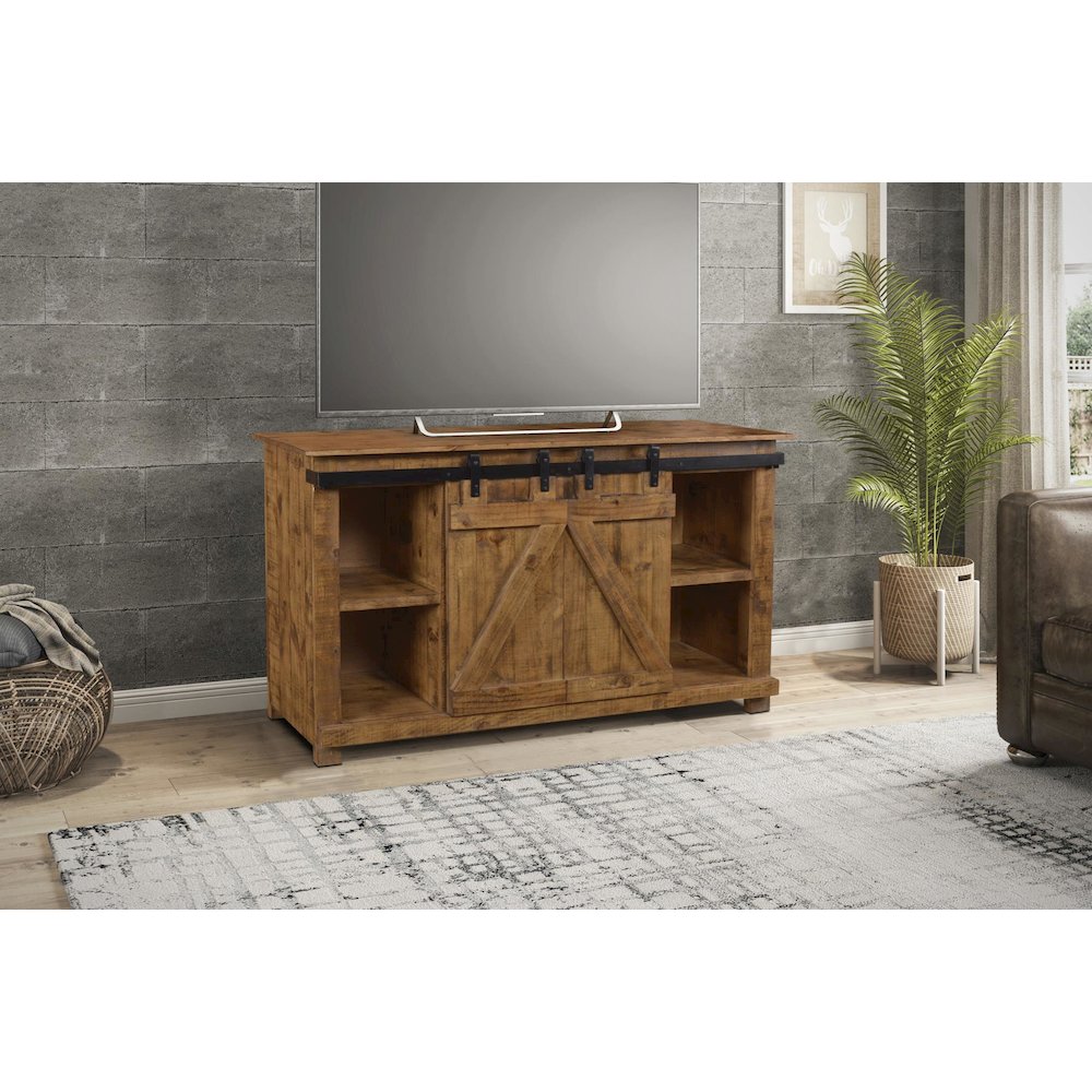 Westgate 60" Sliding Barn Door TV Stand - Light Brown. Picture 3