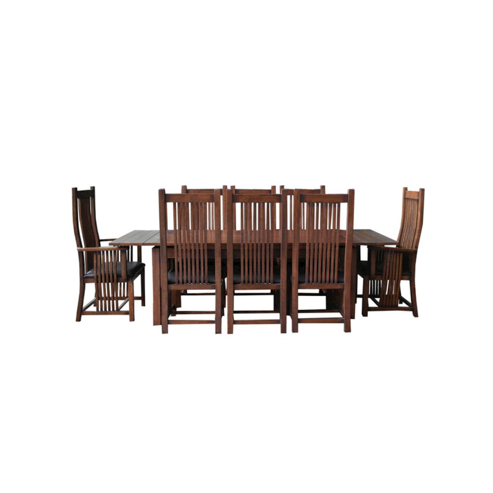 Mission Stow Leaf Table & High Back Chair Dining Set - Walnut. Picture 2