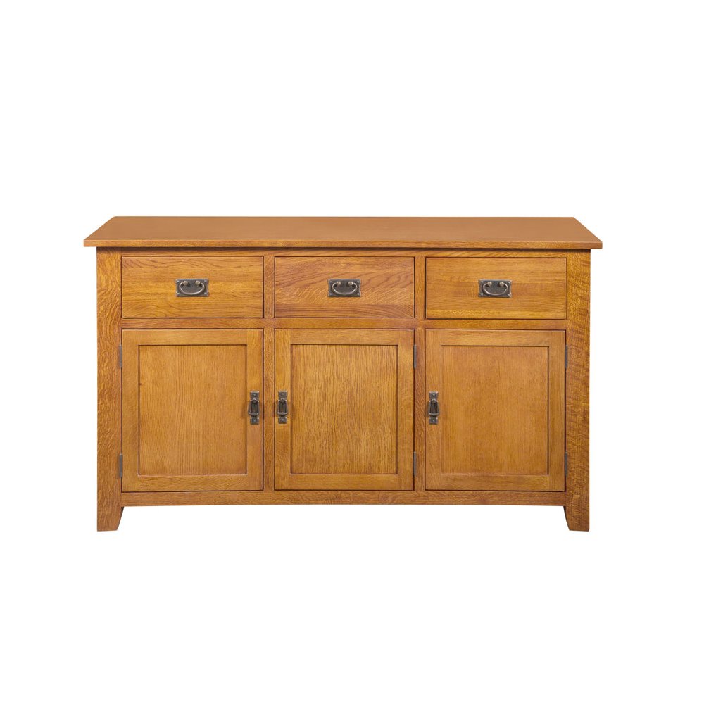 Mission Solid Oak 3 Drawer 3 Door Sideboard - Michael's Cherry. Picture 2