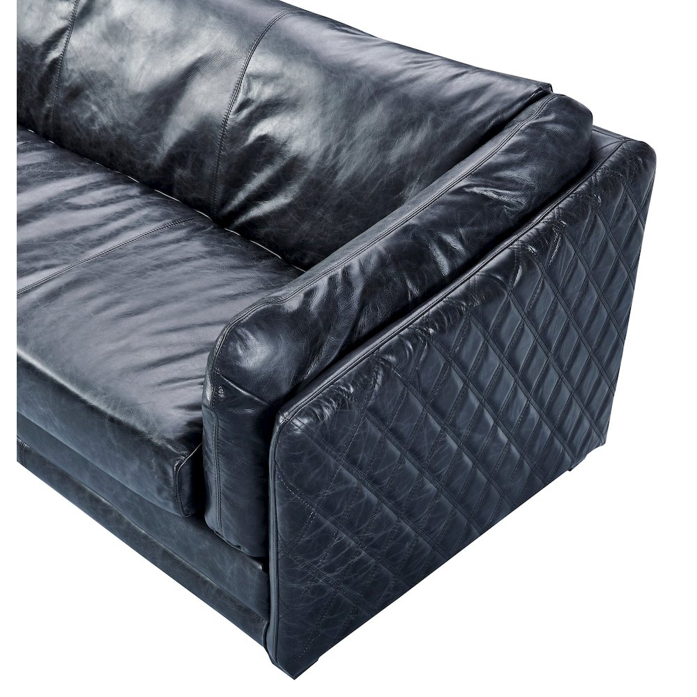 Waco Rustic Modern Love Seat - Slate Leather. Picture 3