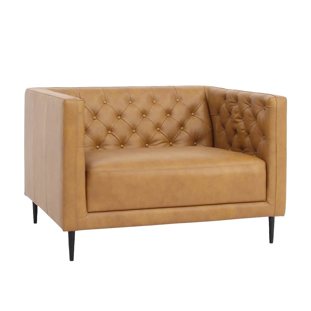 Lucius Top Grain Leather 1.5 Arm Chair - Tan. Picture 1