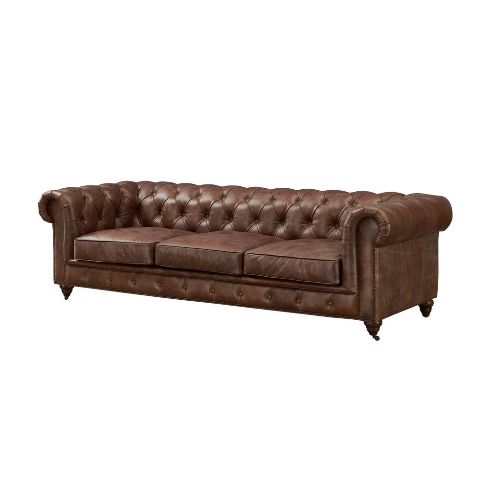 Century Chesterfield Sofa - Dark Brown Leather. Picture 1