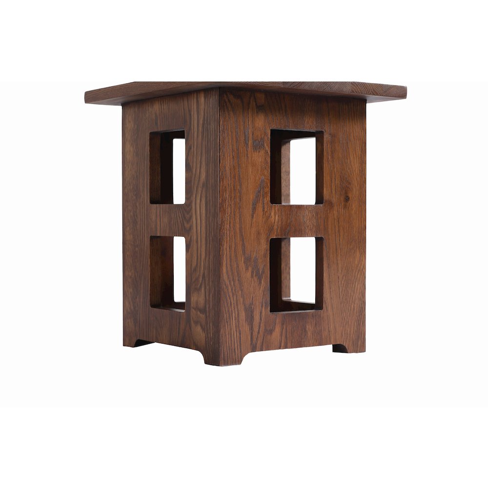 Mission Solid Oak Square End Table with Cut Outs - Walnut. Picture 5