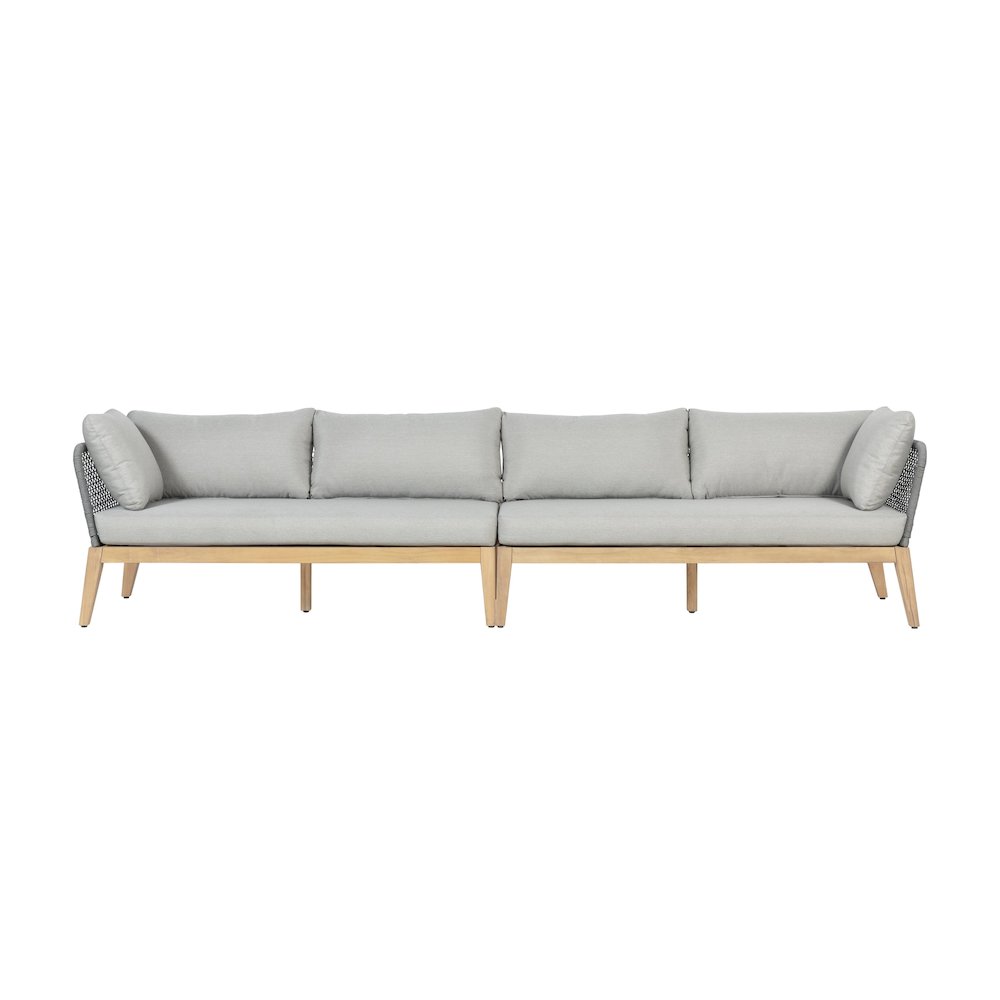 Cypress Teak Wood 128" Sofa with Gray Color Rope Design. Picture 1