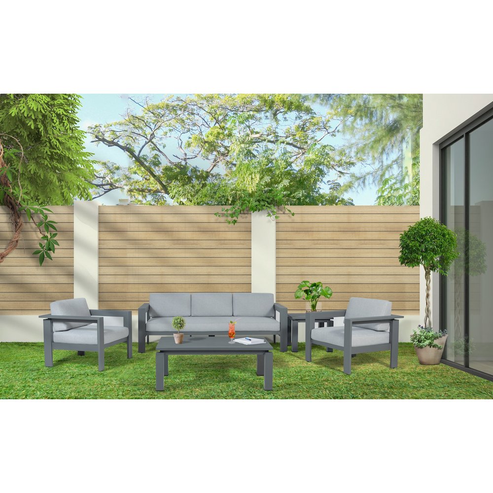 Sardinia Outdoor Arm Chair with Aluminum Metal Frame - Gray. Picture 2