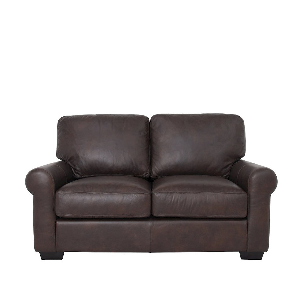 Florentine Top Grain Leather Love Seat - Dark Brown. Picture 3