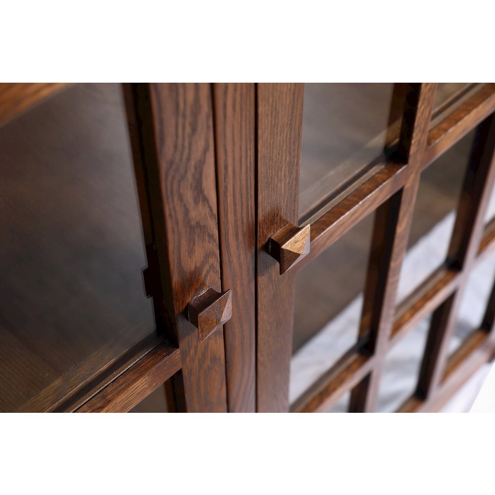 Mission Oak 2 Door Bookcase with Glass Doors - Walnut. Picture 5