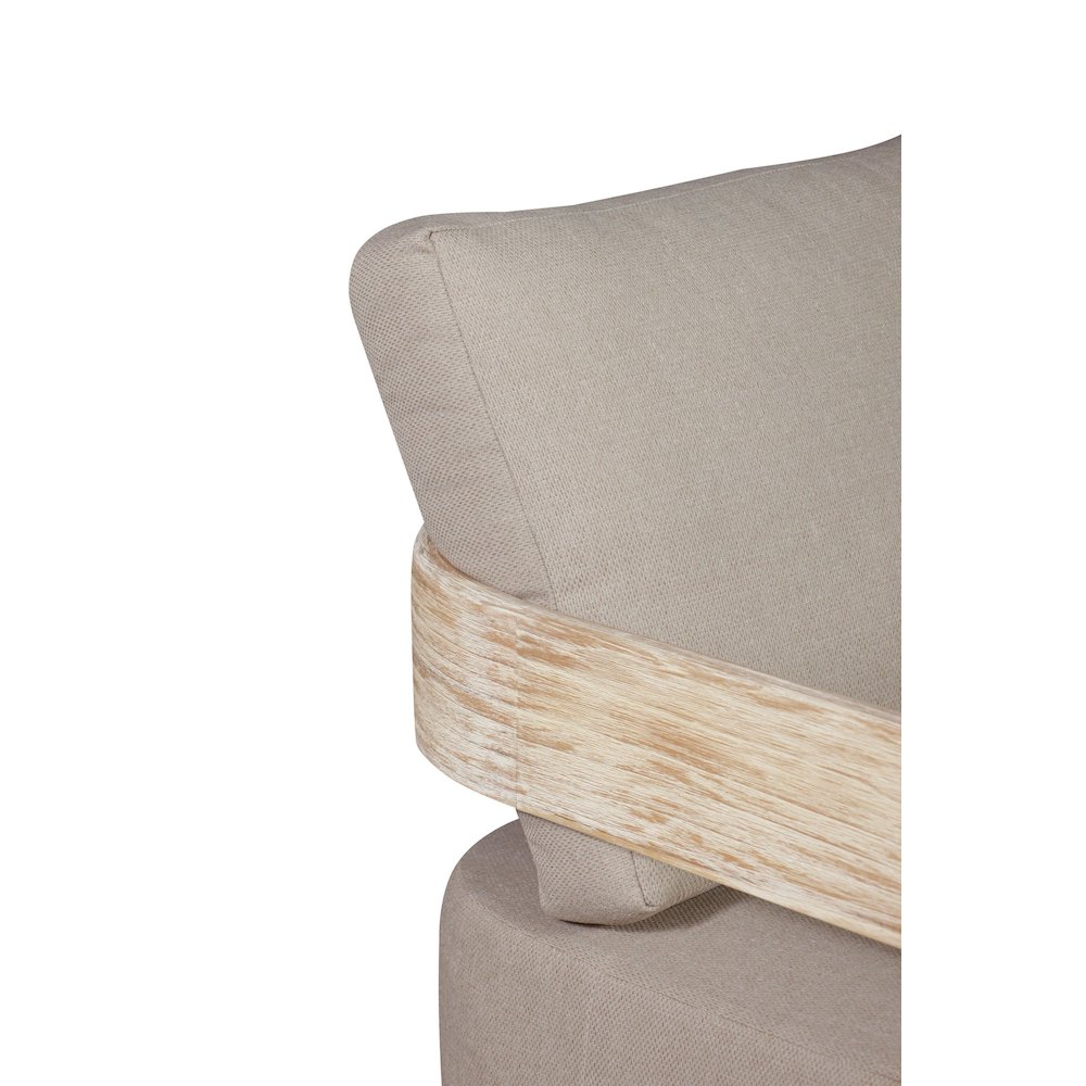 Paradiso Teak Wood Natural Look Sofa - Gray Fabric. Picture 4