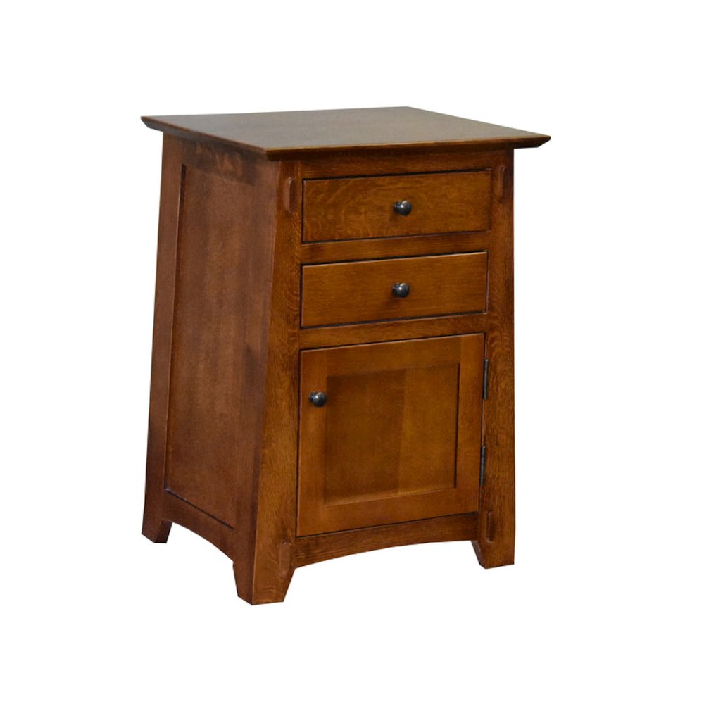 Mission Style Tapered Leg 2 Drawer Nightstand - Michael's Cherry. Picture 1