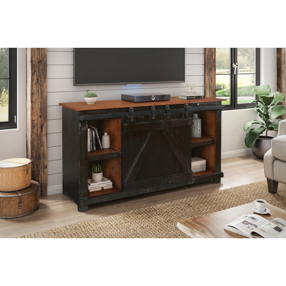 Westgate 60" Sliding Barn Door TV Stand - Black. Picture 2