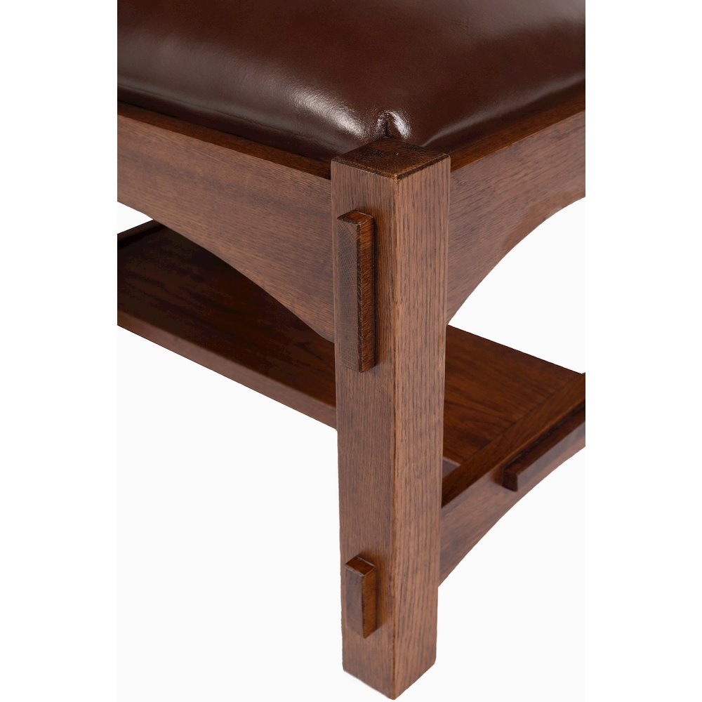 Craftsman / Mission Mortise and Tenon Foot Stool - Chestnut Brown Leather. Picture 5