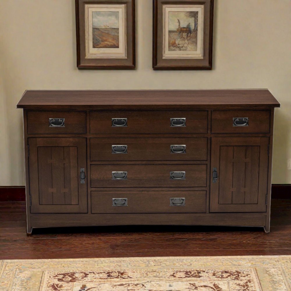 Mission Oak 6-Drawer 62" Sideboard - Walnut. Picture 3