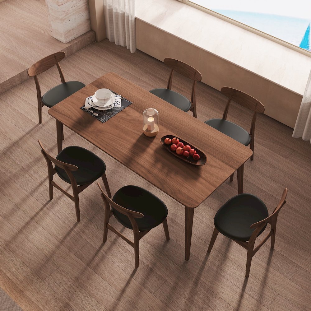 Mid century Walnut Dining Table and Chairs Table 71" length with set of 6 chairs. Picture 2