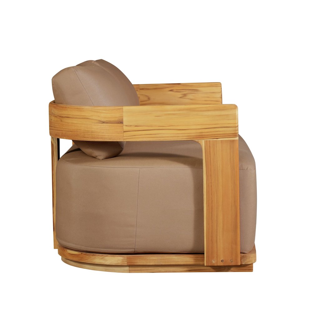 Eclipse Outdoor Solid Teak Wood Love seat - Light Brown Fabric. Picture 4