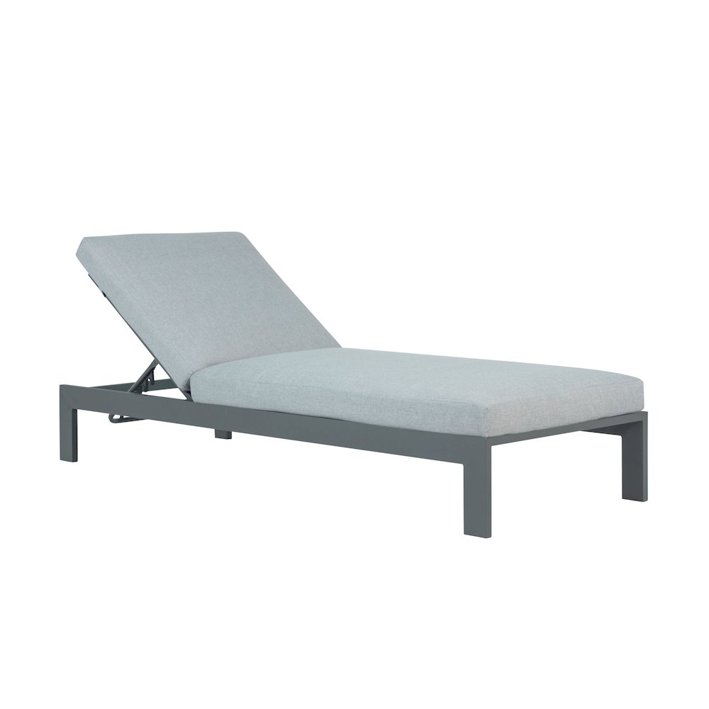 Sardinia Outdoor Chaise with Aluminum Metal Frame - Gray. Picture 1