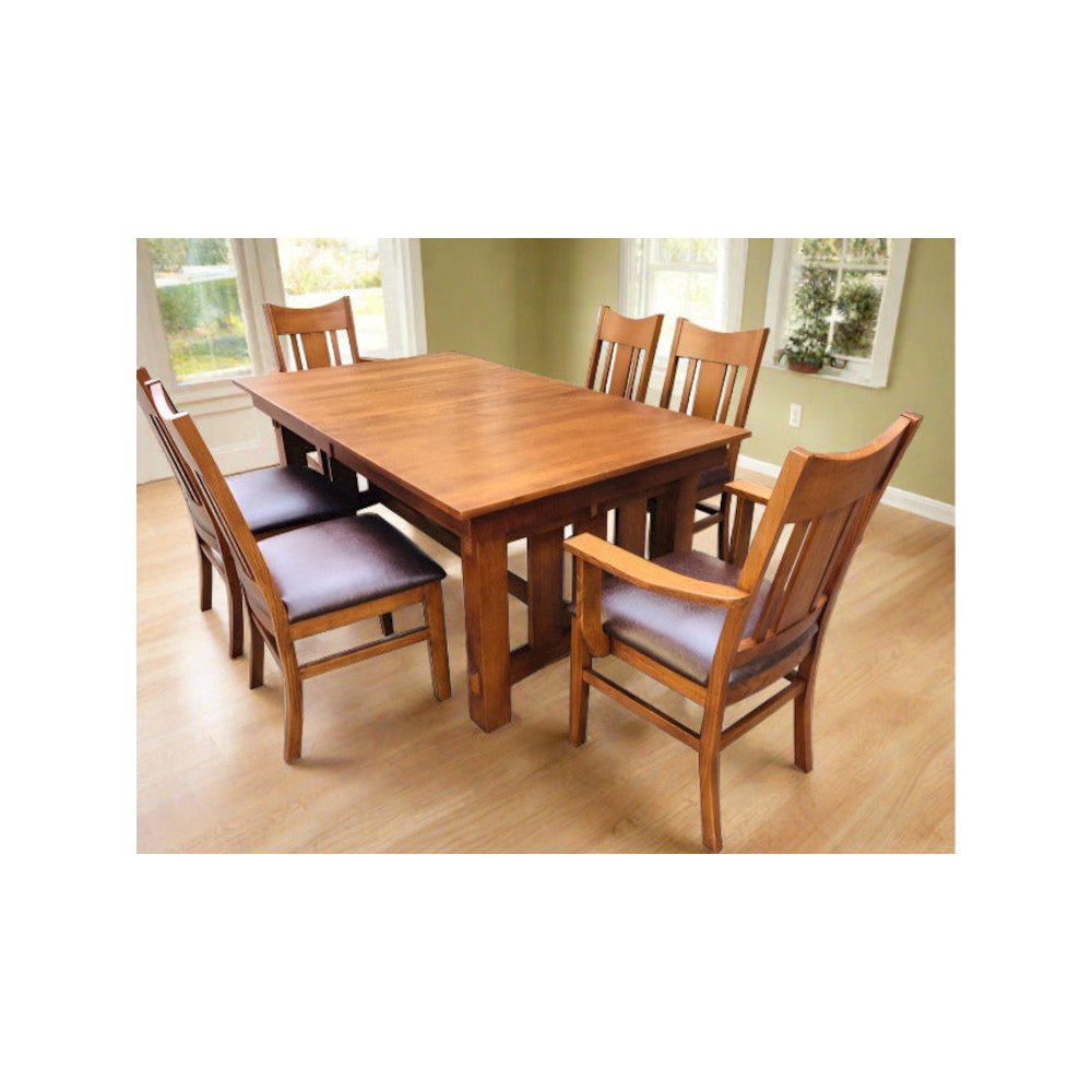 Mission Quarter Sawn Oak Dining Table - Michael's Cherry. Picture 5