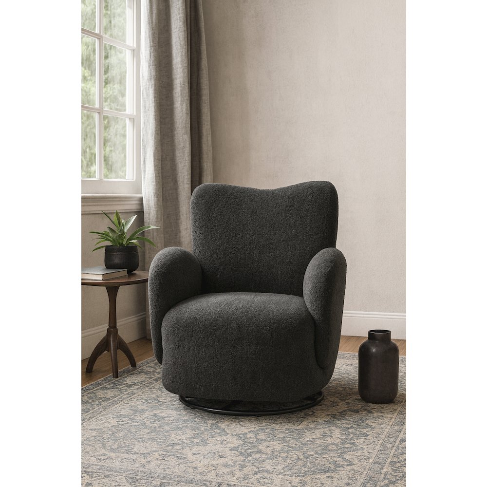 Atlas Modern Fabric Swivel Arm Chair. Picture 4