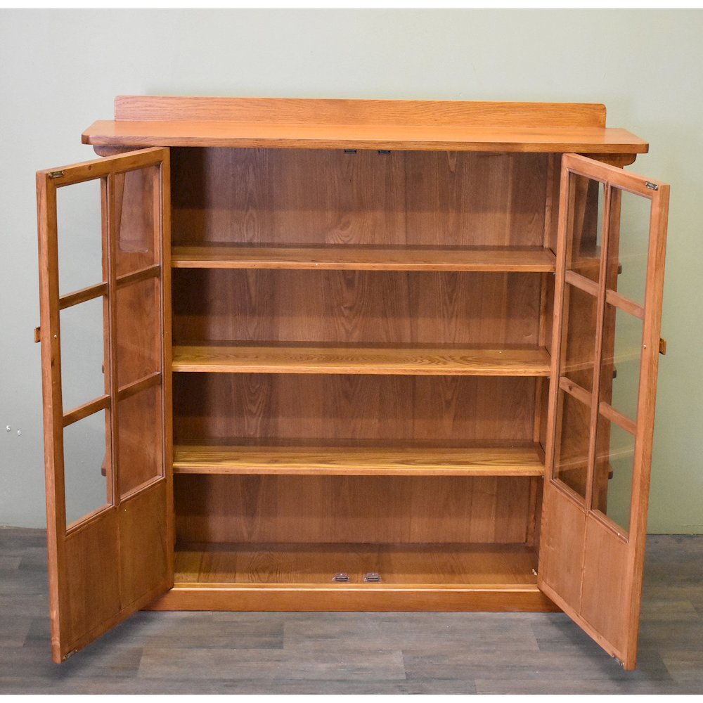 Mission Double Door Bookcase with Side Shelves - Michael's Cherry. Picture 3