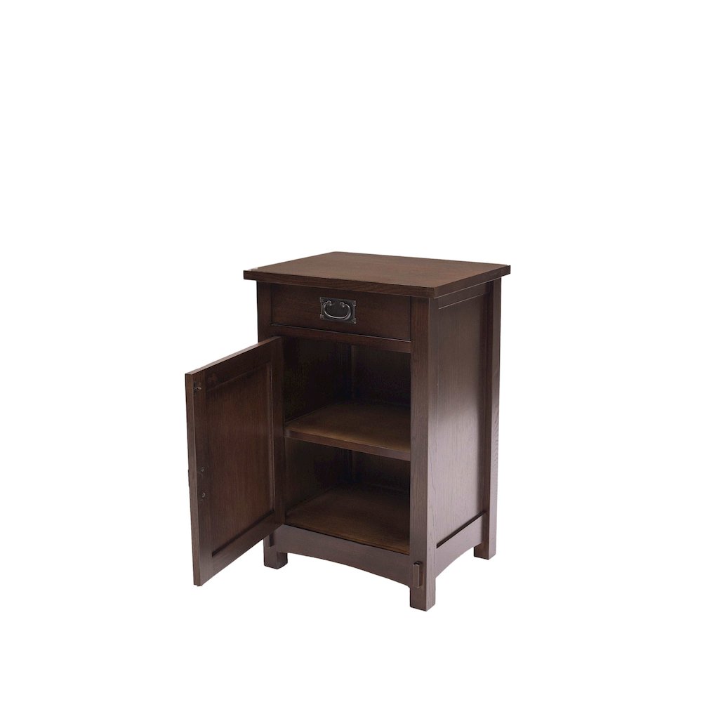 Mission / Arts and Crafts 1 Door, 1 Drawer Nightstand - Walnut. Picture 1