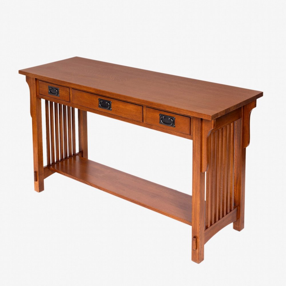 Mission 3 Drawer Crofter Style Console Table - Michael's Cherry. Picture 2