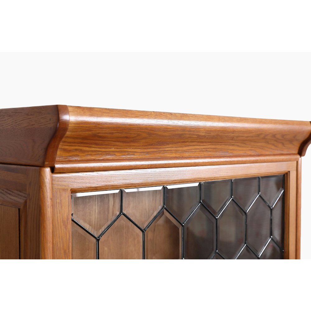 Mission Style Oak Barrister Bookcase 5 Stack-Leaded Glass in Michael's Cherry. Picture 4