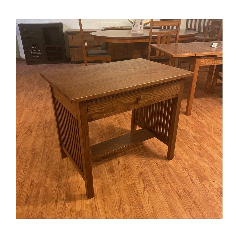 Mission / Arts And Crafts Solid Oak Writing Desk - 36 Inch - Walnut. Picture 2