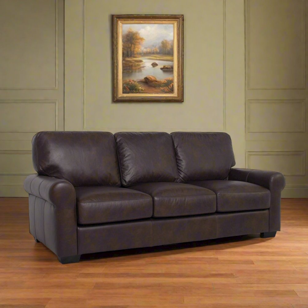 Florentine Top Grain Leather Sofa - Brown. Picture 2