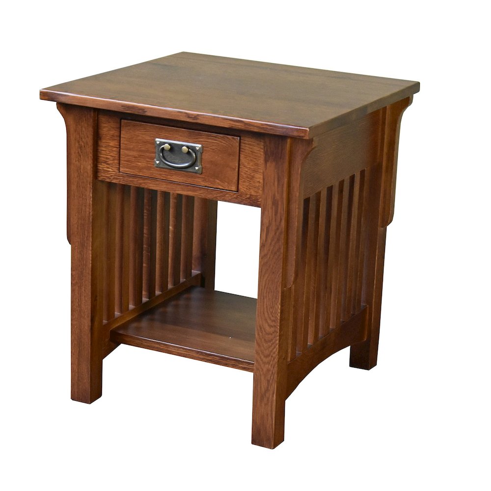 Mission 1 Drawer Crofter End Table - Golden Brown (GB1). Picture 1