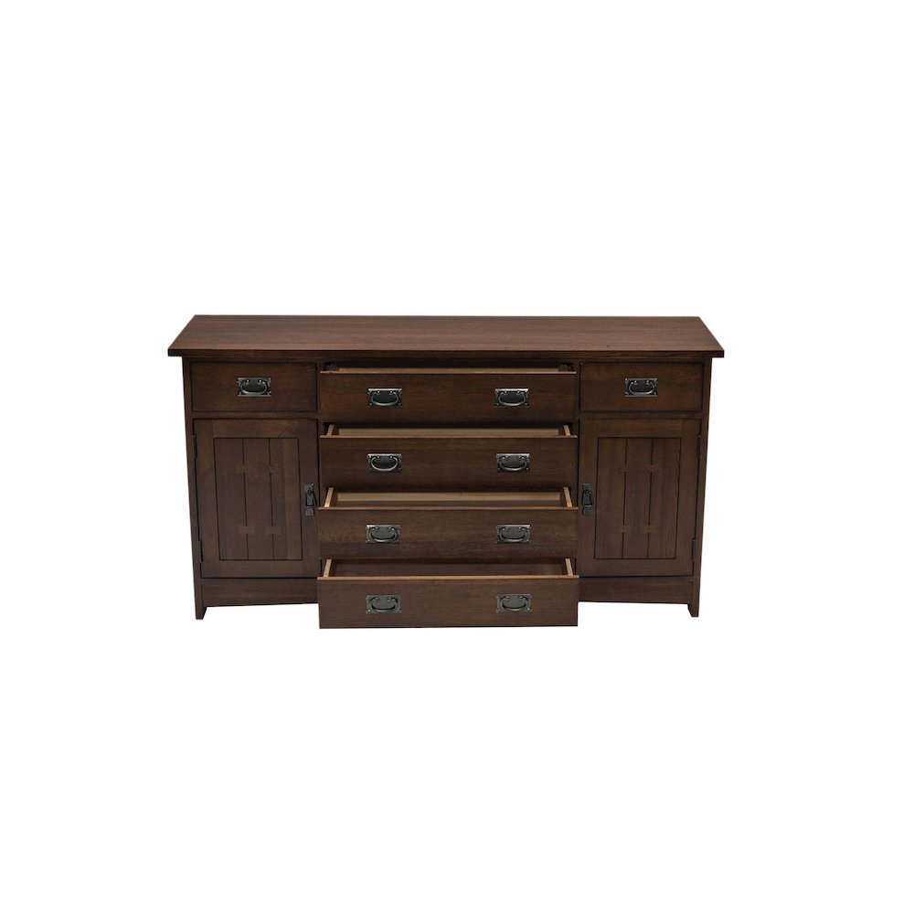 Mission Oak 6-Drawer 62" Sideboard - Walnut. Picture 4