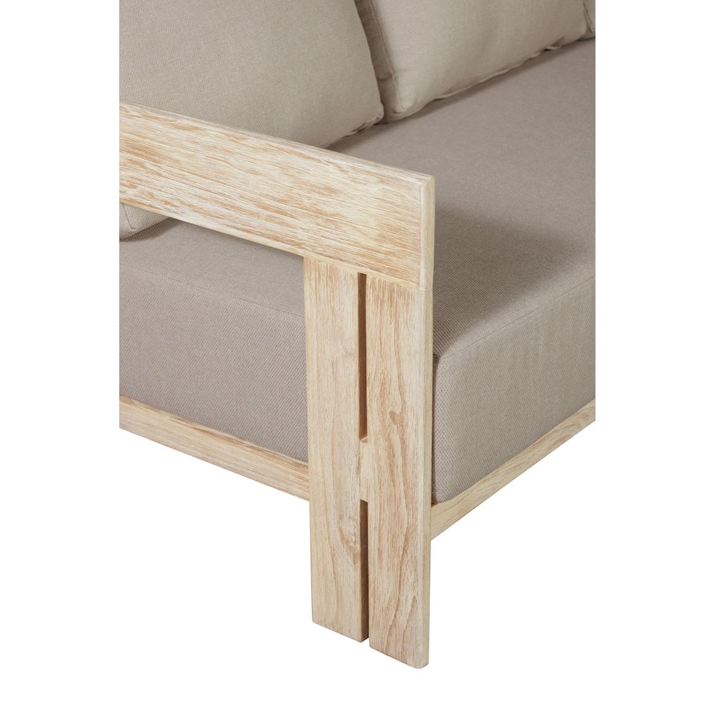 Paradiso Teak Wood Natural Look Sofa - Gray Fabric. Picture 5