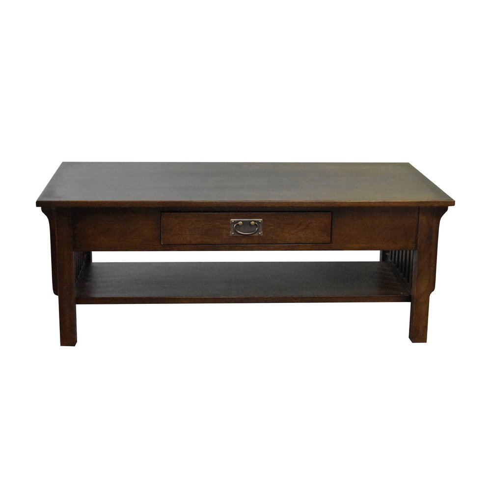 Mission Crofter Style 1 Drawer Coffee Table - Walnut Stain. Picture 2