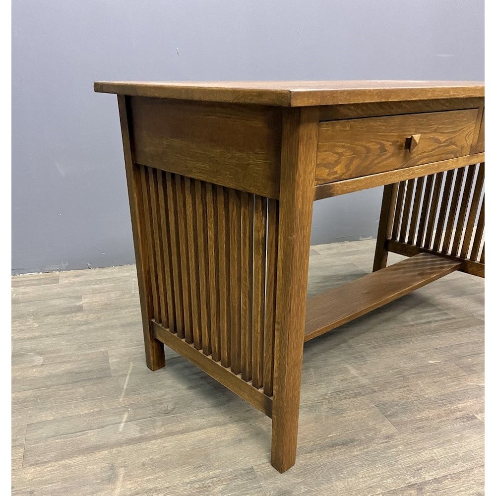 Mission / Arts and Crafts Solid Oak Writing Desk - 50 Inch - Walnut. Picture 3