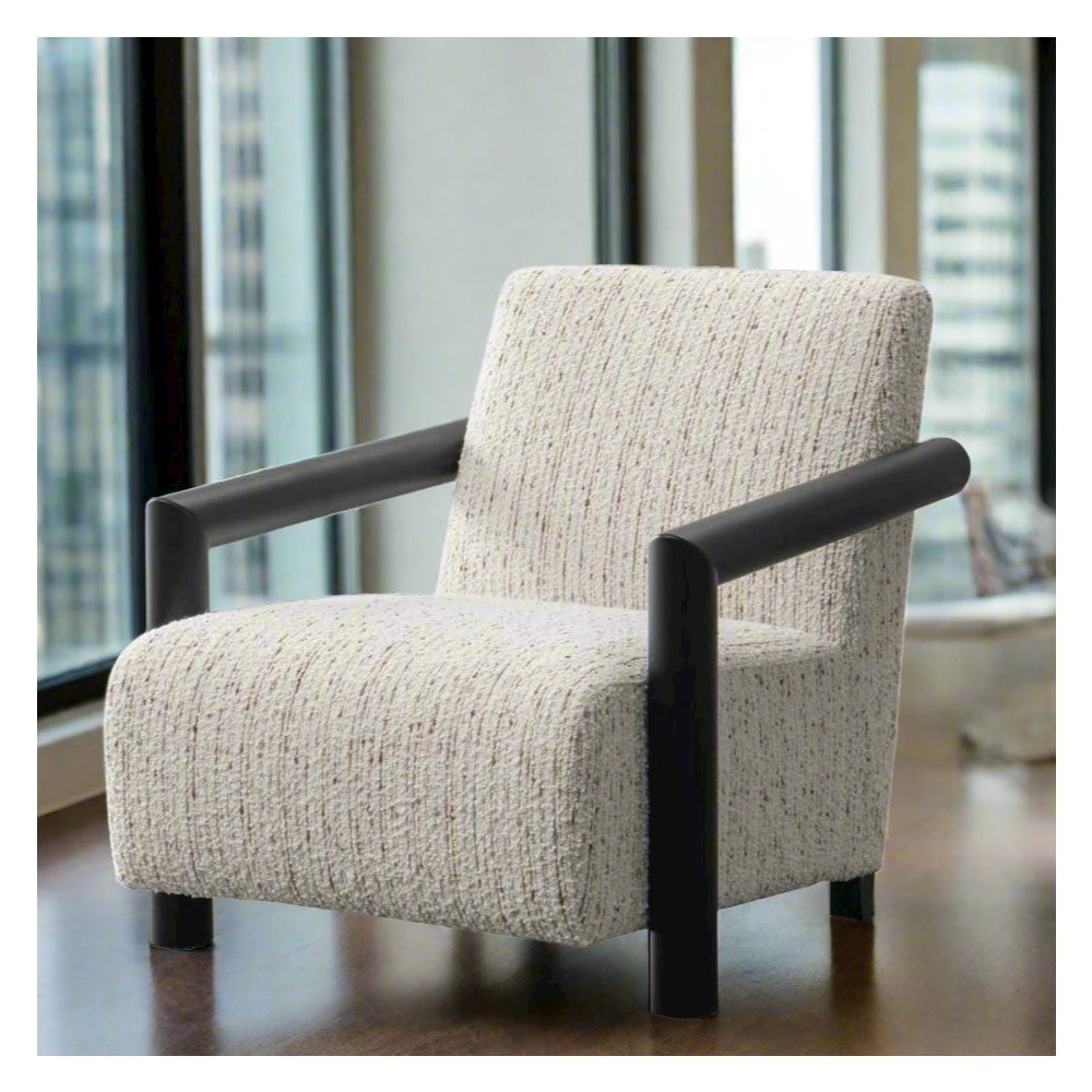 Nora Collection Mid-Century Modern  Arm Chair - Ivory. Picture 3