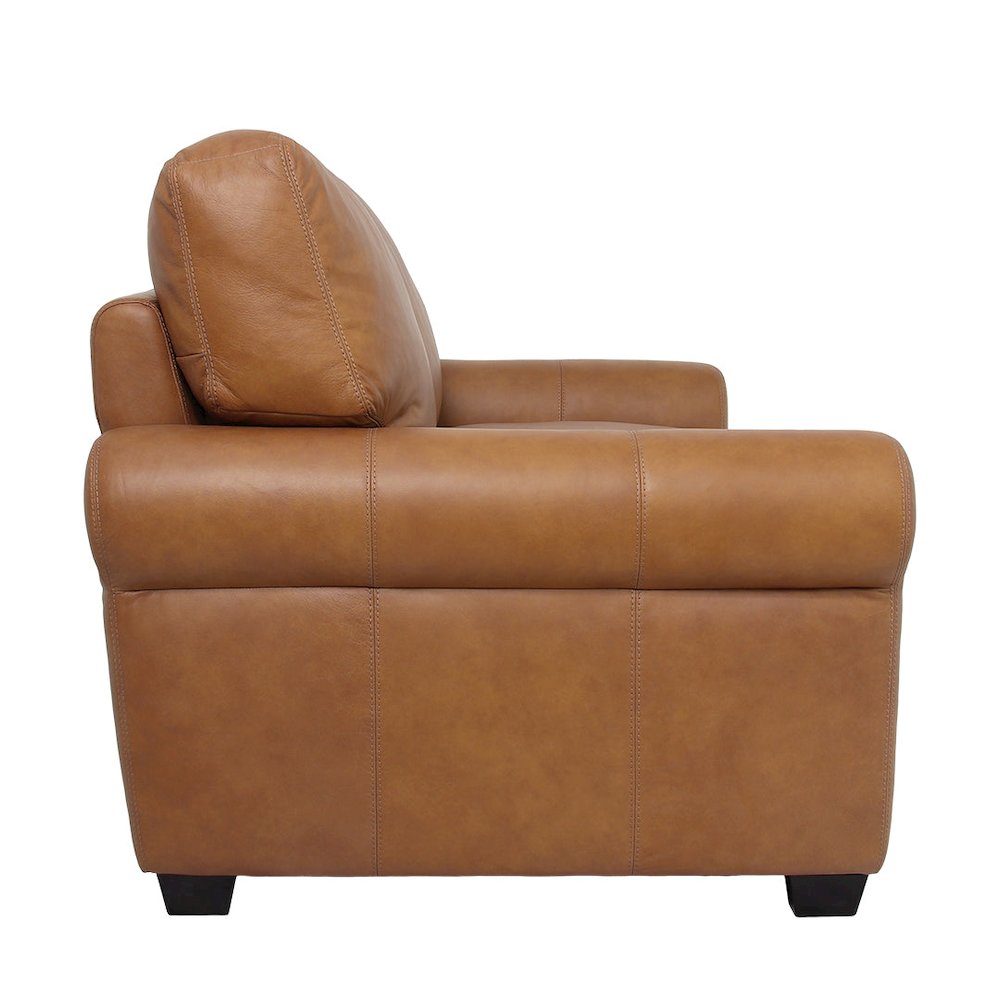 Florentine Top Grain Leather Love Seat - Tan. Picture 3