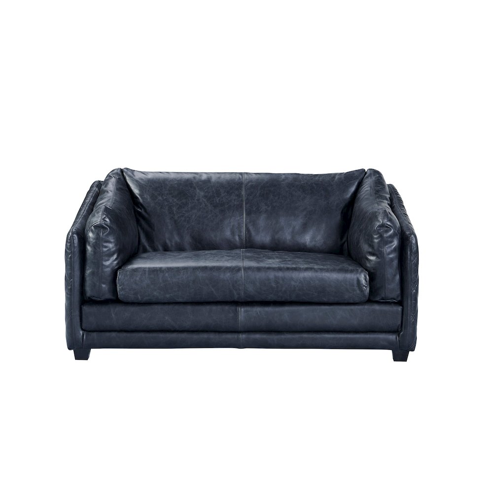 Waco Rustic Modern Love Seat - Slate Leather. Picture 1