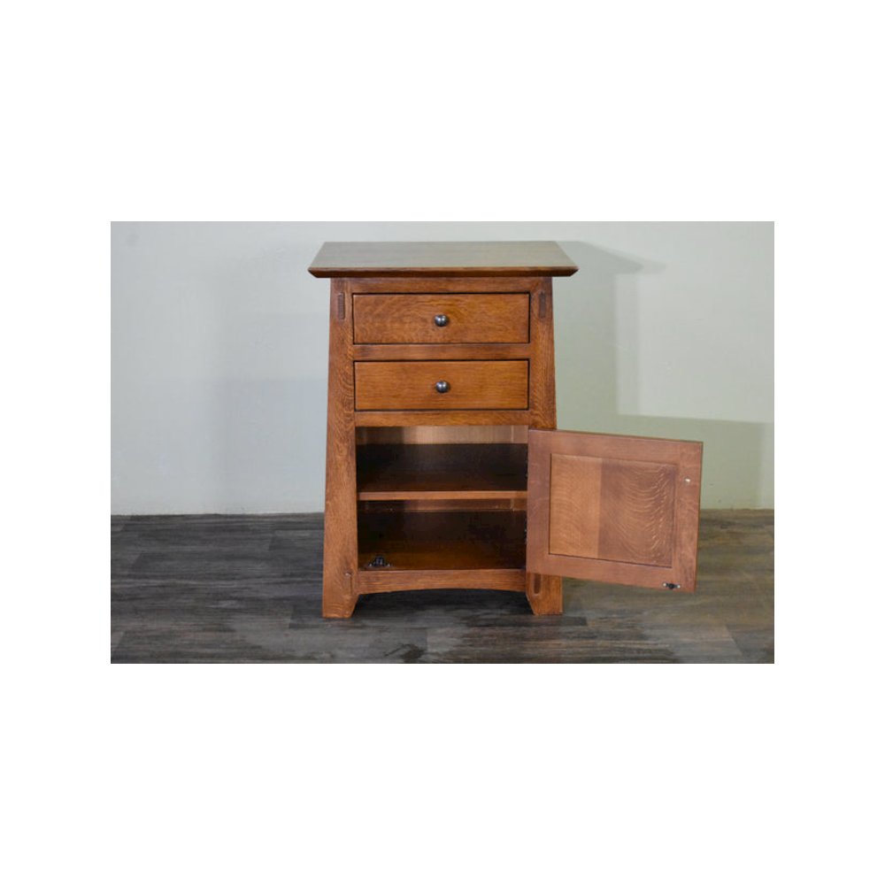 Mission Style Tapered Leg 2 Drawer Nightstand - Michael's Cherry. Picture 3
