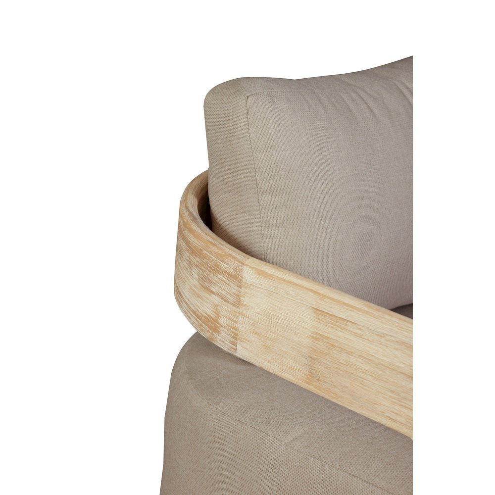 Eclipse Outdoor Solid Teak Wood Sofa Natural Look - Gray Fabric. Picture 4