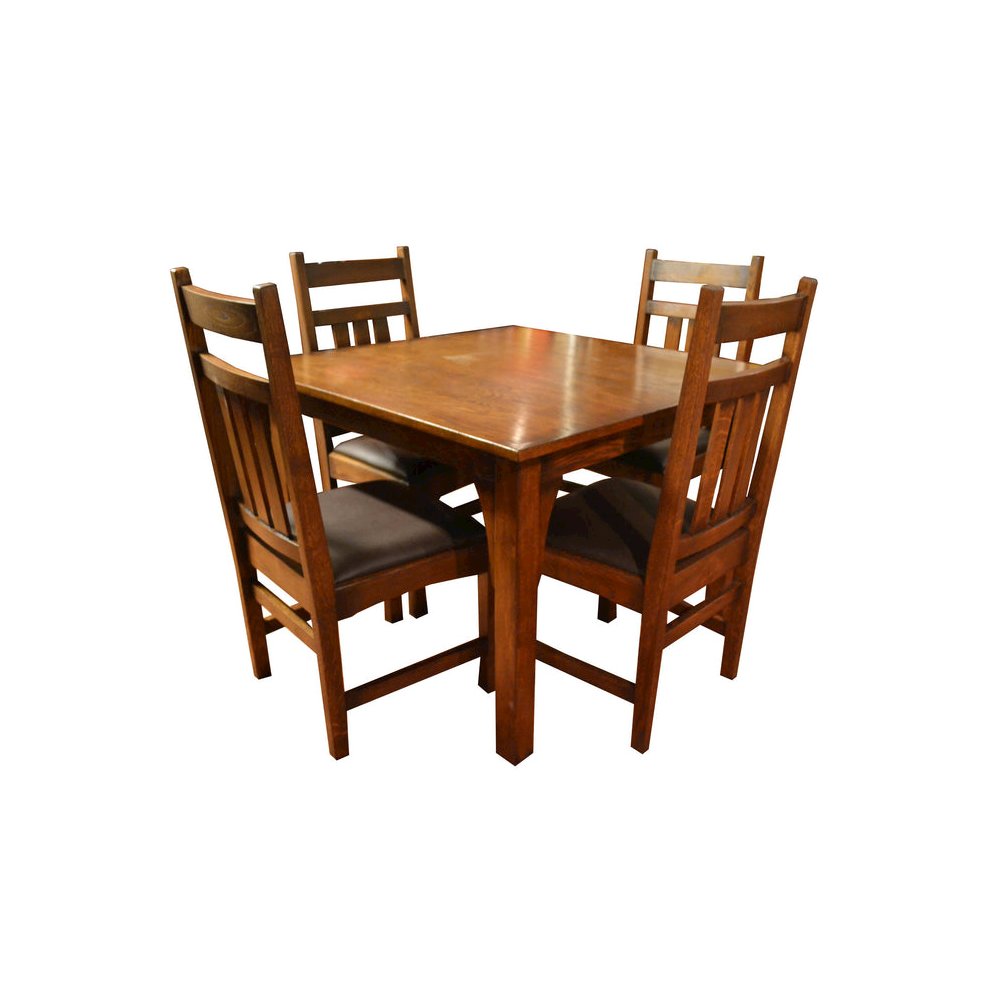 Mission Style White Oak Square Dining Table Walnut. Picture 2