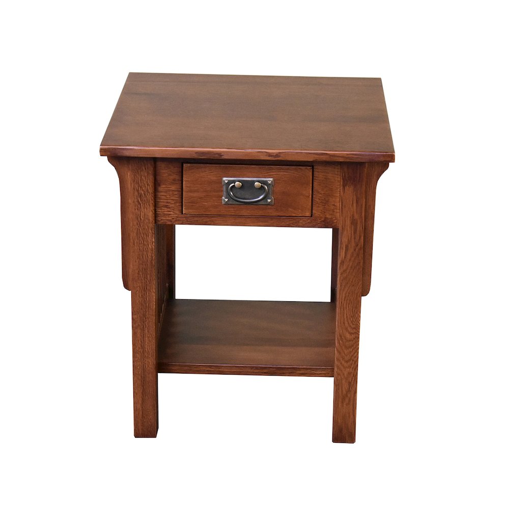 Mission 1 Drawer Crofter End Table - Golden Brown (GB1). Picture 2