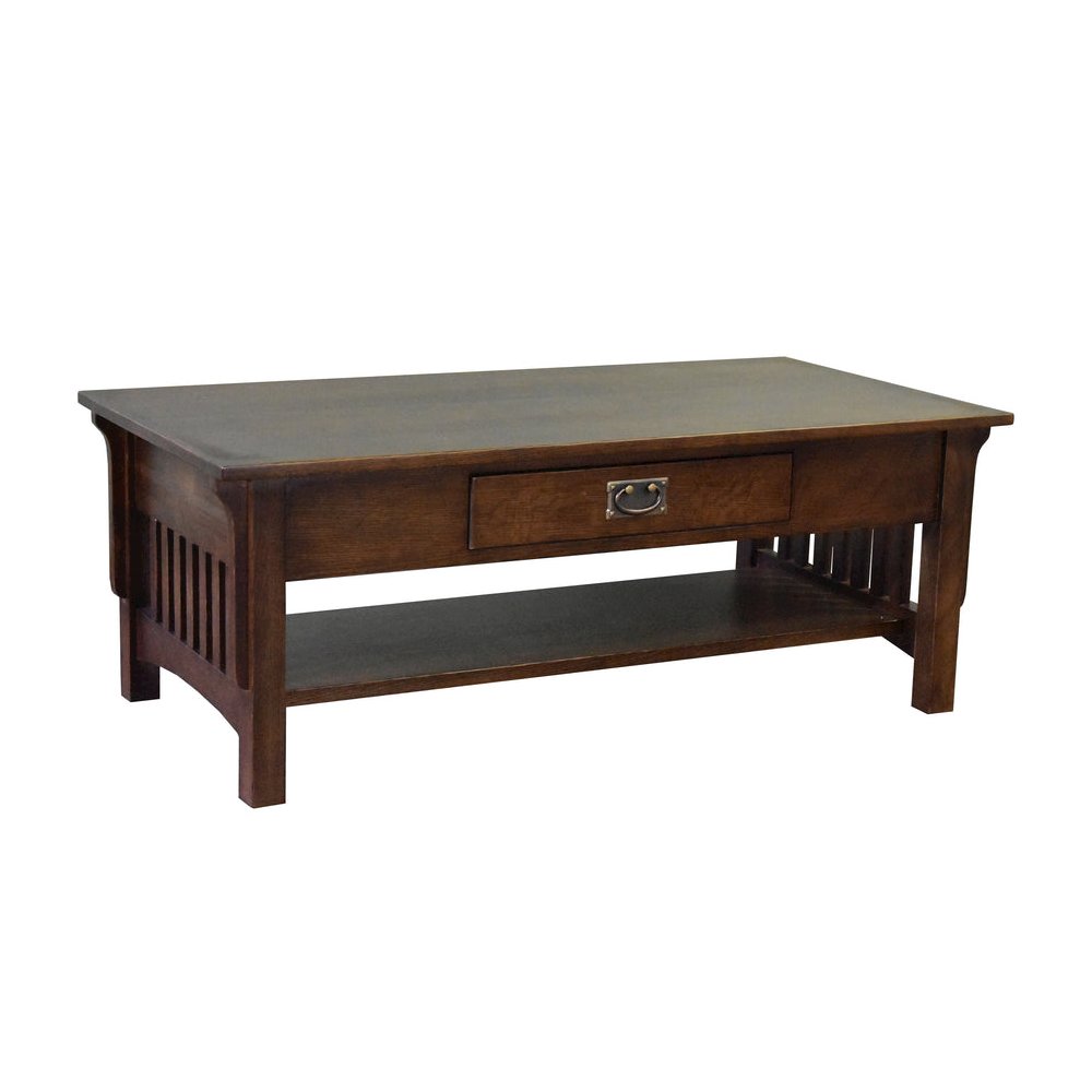 Mission Crofter Style 1 Drawer Coffee Table - Walnut Stain. Picture 1