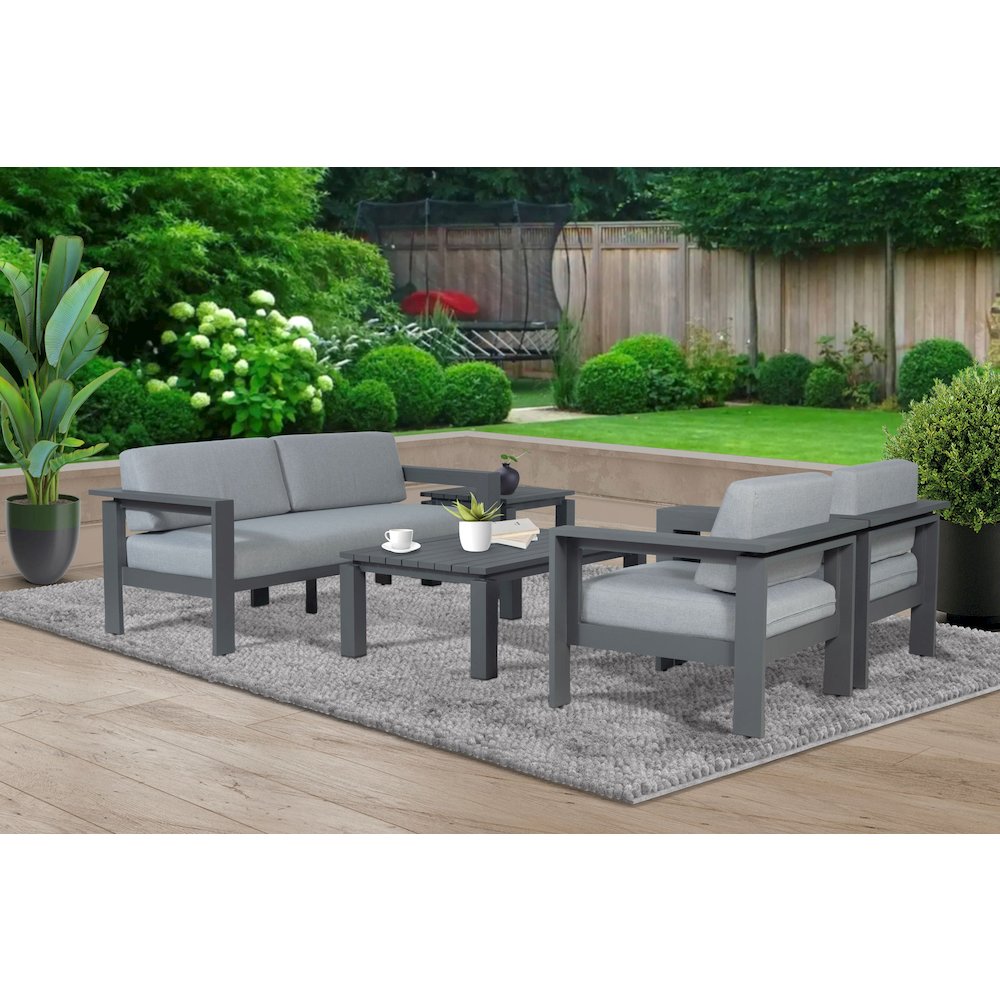 Sardinia Aluminum Frame Outdoor 74" Love seat / Sofa - Gray Cushions. Picture 2