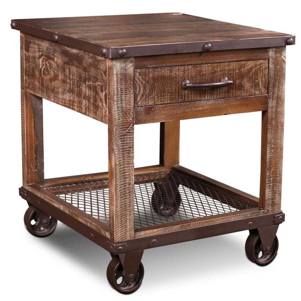 Set of 2 Addison Loft Caster Wheel End Table. Picture 1