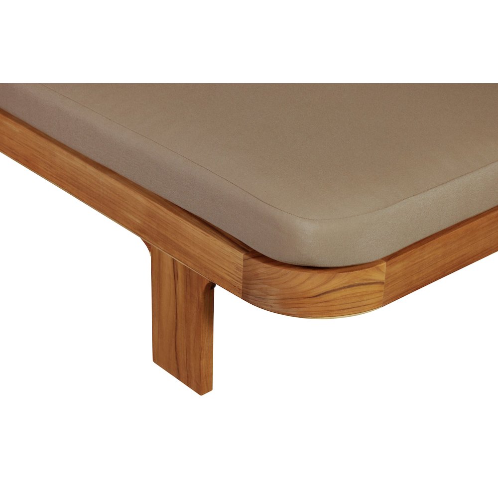 Eclipse Outdoor Solid Teak Wood Sun Lounger  - Light Brown Fabric. Picture 5